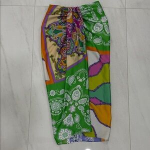 Vibrant Green & Multicolor Paisley Silk Scarf/Wrap